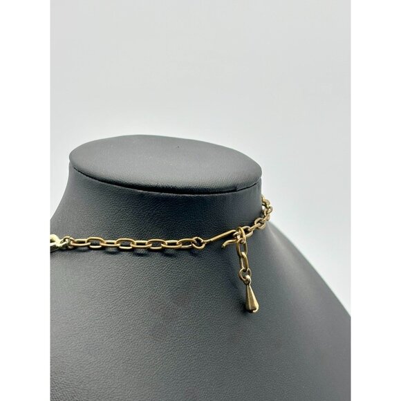 Vintage Enameled Textured Gold Tone Connected Leaves Necklace W Matching Earring - Picture 10 of 12